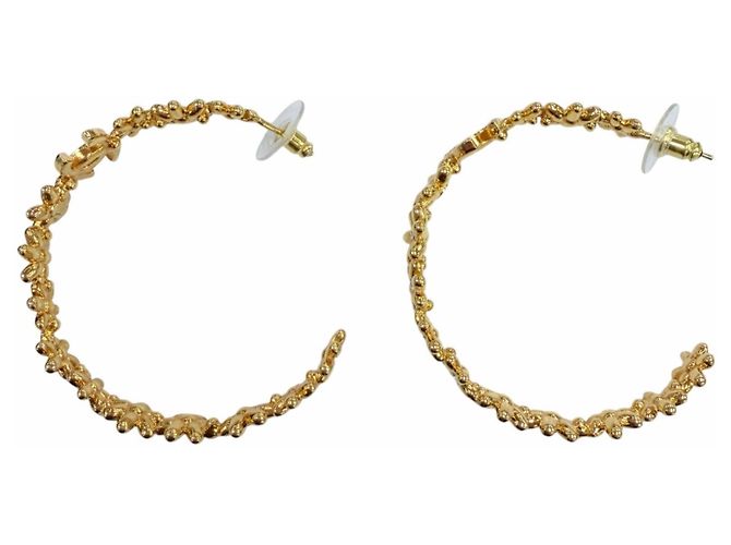 Pendientes de aro Chanel I32A Coco Mark Flower Dorado - vista 3