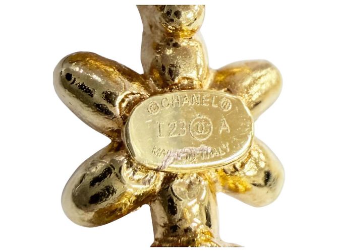 Pendientes de aro Chanel I32A Coco Mark Flower Dorado - vista 7
