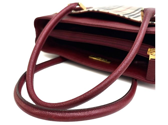 Borsa Burberry Nova Check Beige Bordò - vista 6