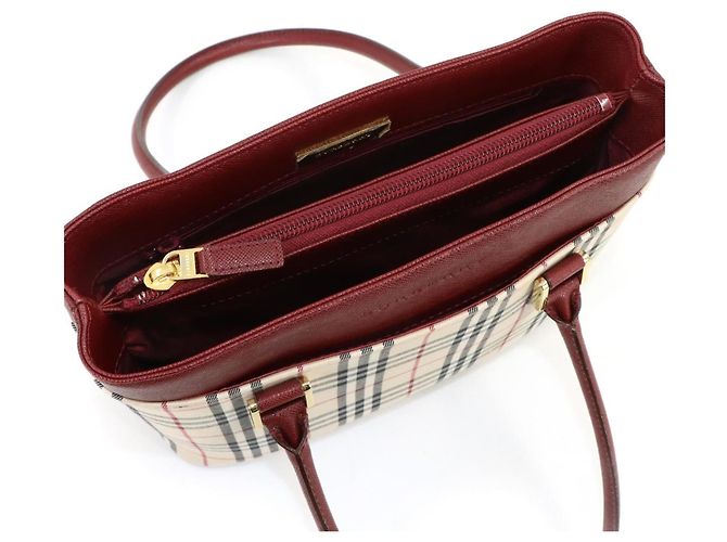 Borsa Burberry Nova Check Beige Bordò - vista 7
