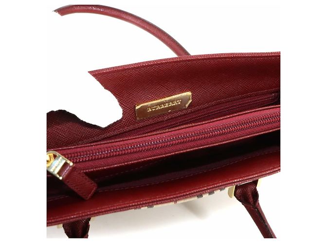 Borsa Burberry Nova Check Beige Bordò - vista 8