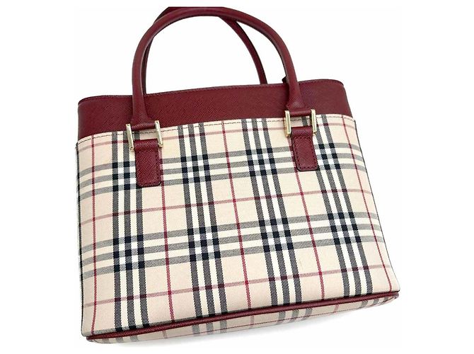 Borsa Burberry Nova Check Beige Bordò - vista 9