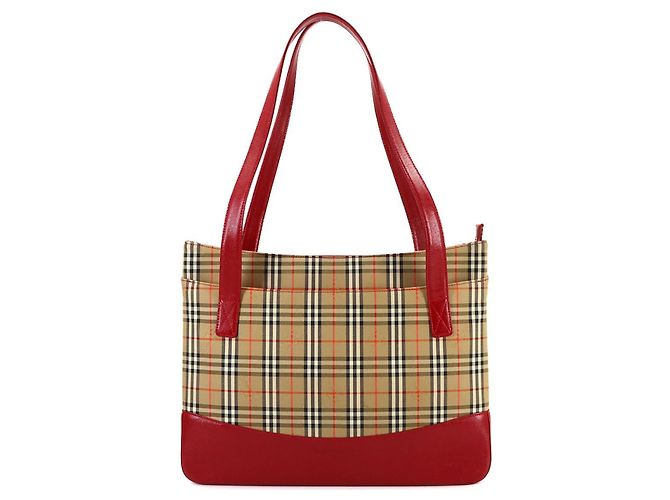 Borsa tote Burberry Haymarket Check Marrone Rosso - vista 2