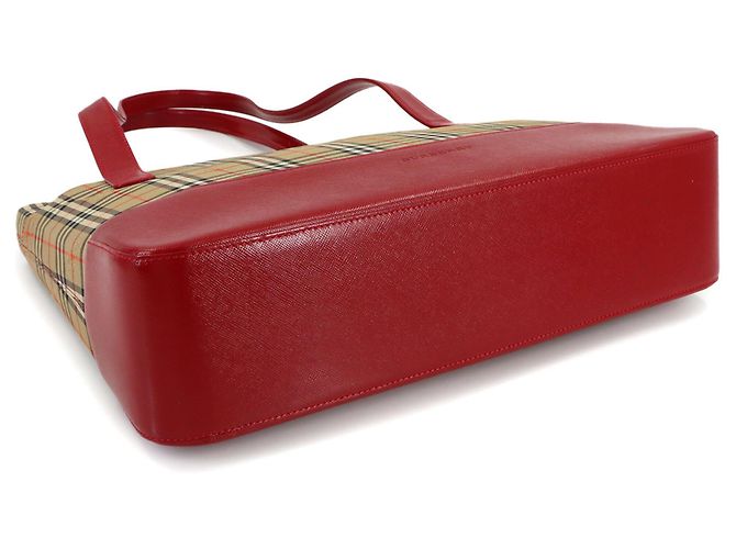 Borsa tote Burberry Haymarket Check Marrone Rosso - vista 5