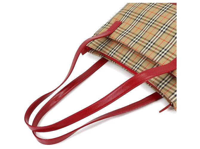 Borsa tote Burberry Haymarket Check Marrone Rosso - vista 6