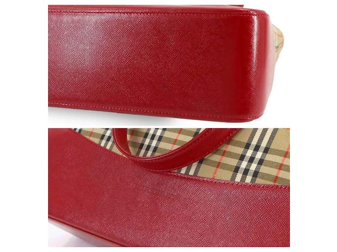 Borsa tote Burberry Haymarket Check Marrone Rosso - vista 8