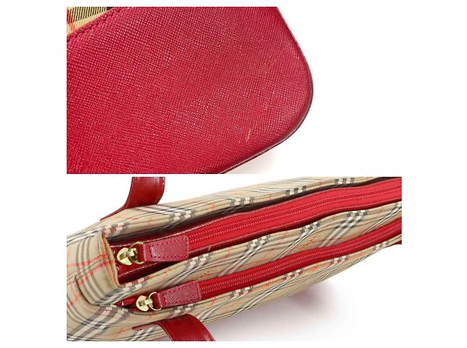 Borsa tote Burberry Haymarket Check Marrone Rosso - vista 9