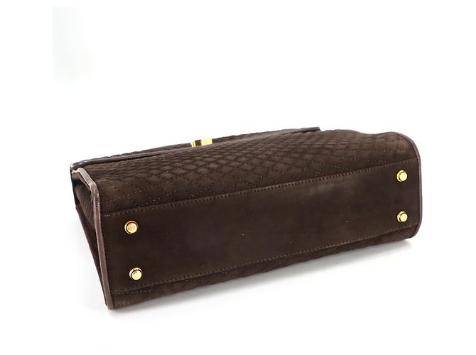 Bally gesteppte 2-Way Handtasche aus braunem Wildleder - Ansicht 4