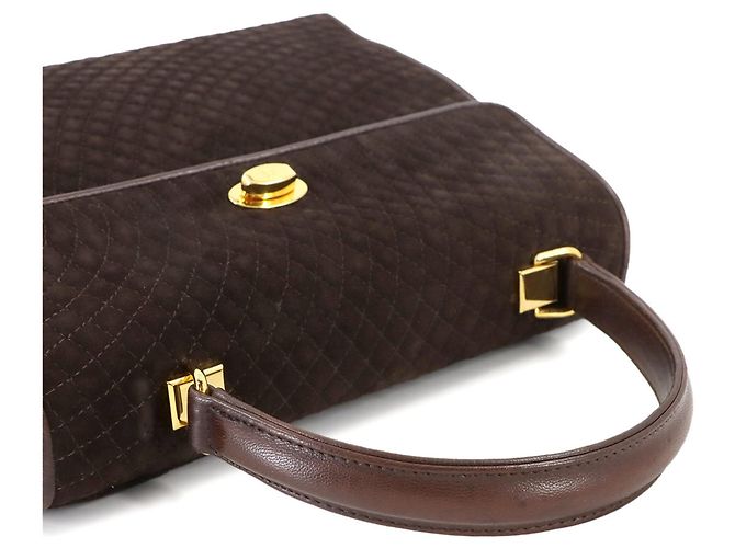 Bally gesteppte 2-Way Handtasche aus braunem Wildleder - Ansicht 5