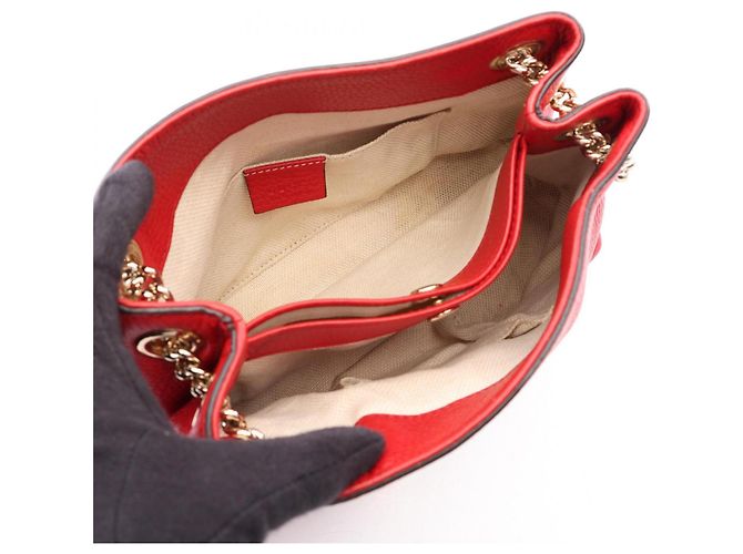 Borsa a tracolla Gucci Soho in pelle rossa Rosso - vista 3