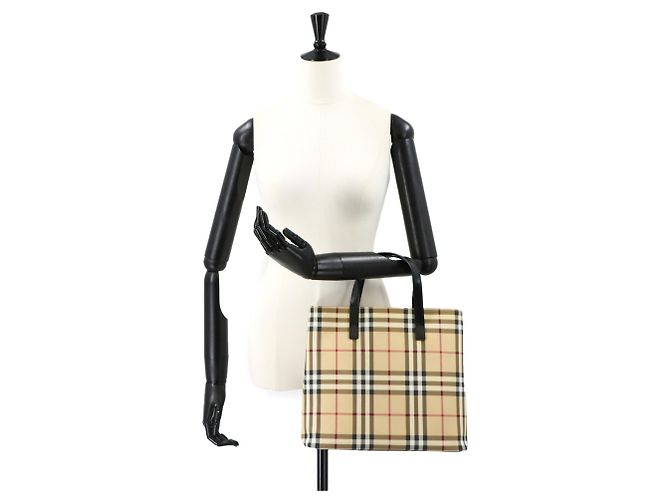 Borsa Burberry Nova Check Nero Beige - vista 11