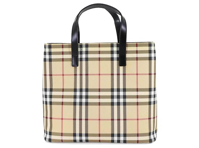 Borsa Burberry Nova Check Nero Beige - vista 2