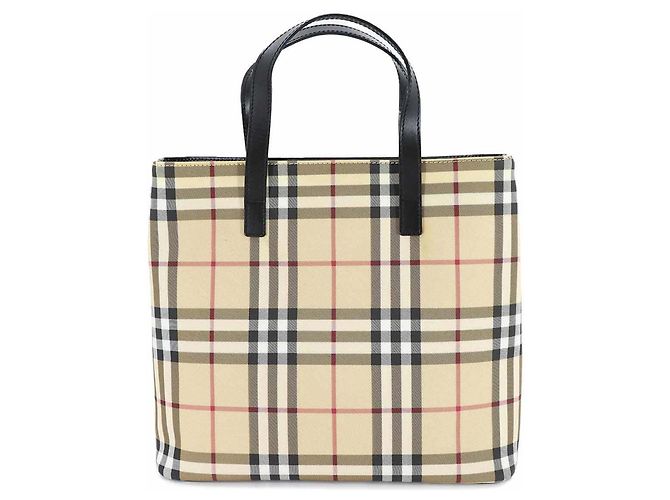 Borsa Burberry Nova Check Nero Beige - vista 3