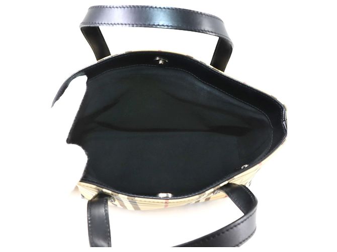 Borsa Burberry Nova Check Nero Beige - vista 7