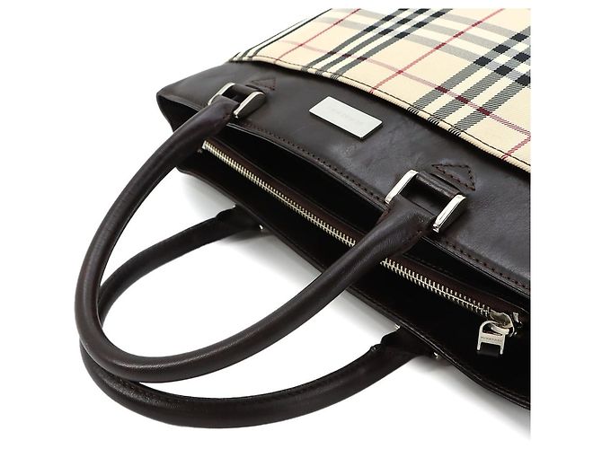 Bolso Burberry Nova Check Beige Marrón oscuro - vista 6