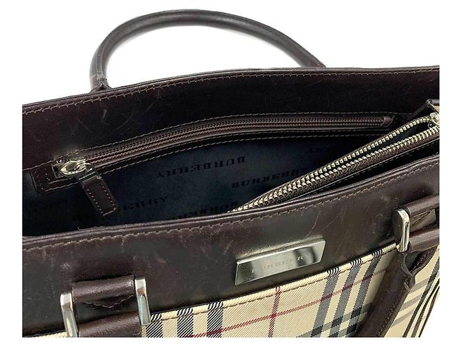 Bolso Burberry Nova Check Beige Marrón oscuro - vista 9