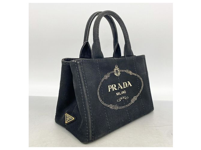 Prada Canapa Canvas Handbag Black - view 2