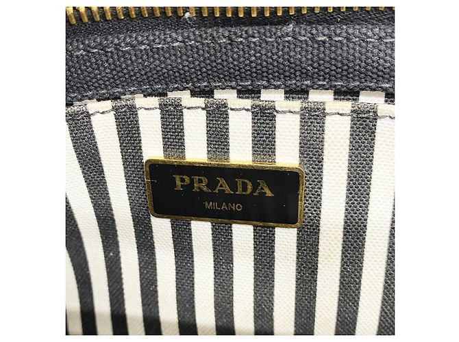 Prada Canapa Canvas Handbag Black - view 5