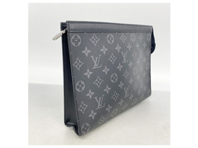 Louis Vuitton Monogram Eclipse Pochette Voyage MM Clutch Bag Preto - vista 2