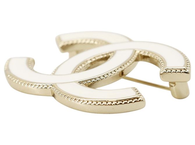 Broche Chanel Coco Mark B23C Blanc Doré - vue 2
