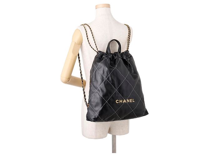 Zaino Chanel in pelle di vitello nera Nero - vista 4