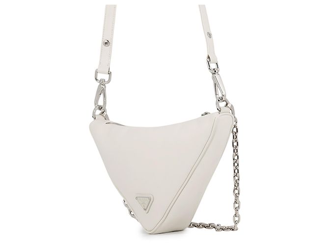 Prada Schultertasche aus Leder Triangle Mini Weiß - Ansicht 2