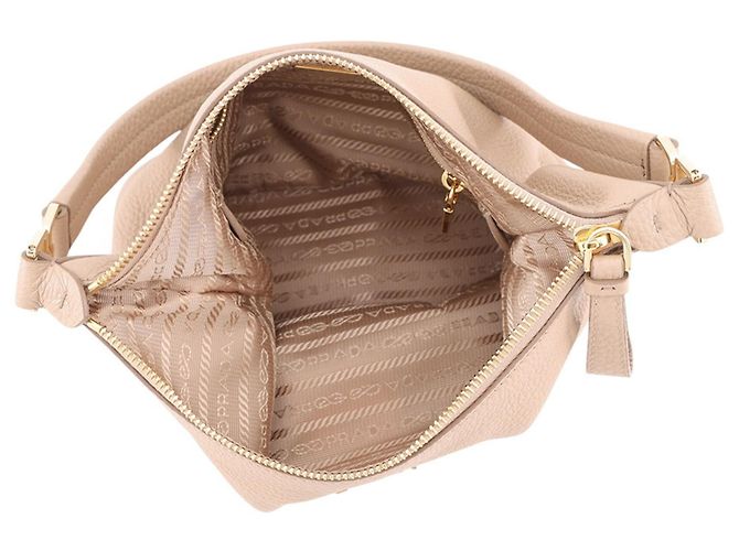 Borsa a tracolla Prada in pelle Vitello Daino Beige - vista 5
