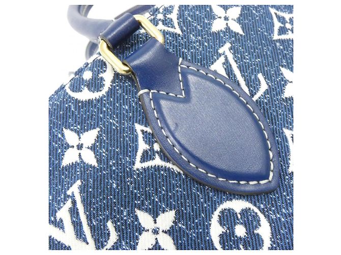 Borsa Louis Vuitton Monogram Jacquard Denim OnTheGo MM Blu navy - vista 3