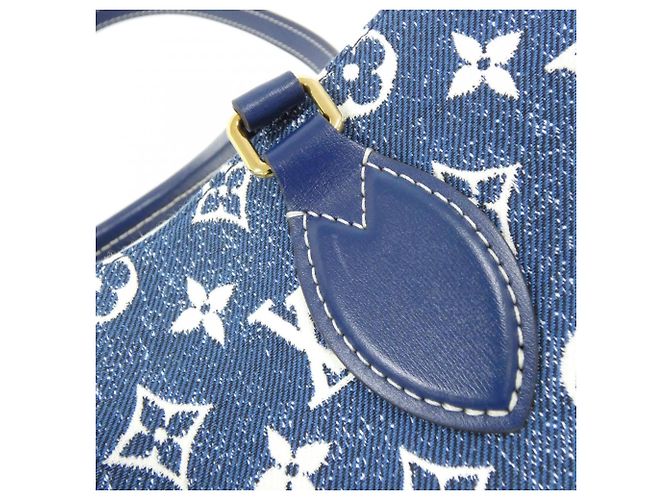 Borsa Louis Vuitton Monogram Jacquard Denim OnTheGo MM Blu navy - vista 4