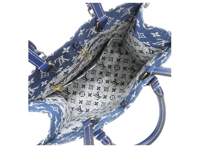 Borsa Louis Vuitton Monogram Jacquard Denim OnTheGo MM Blu navy - vista 7