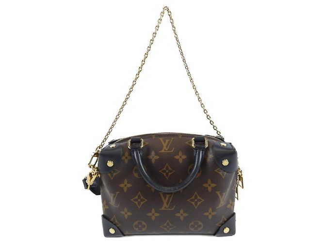 Borsa Louis Vuitton Monogram Petite Malle Souple Marrone Nero - vista 2