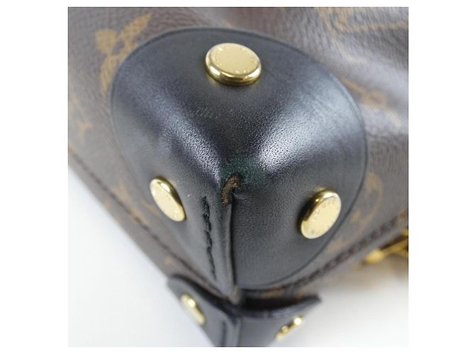 Borsa Louis Vuitton Monogram Petite Malle Souple Marrone Nero - vista 3