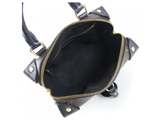 Borsa Louis Vuitton Monogram Petite Malle Souple Marrone Nero - vista 9
