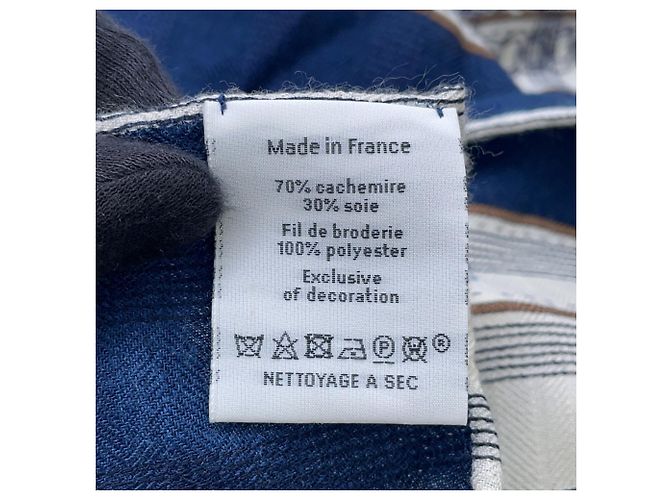 Hermès Hermes Stole Carre 140 Géant Chevaux de Chaines Transat Branco Azul - vista 6