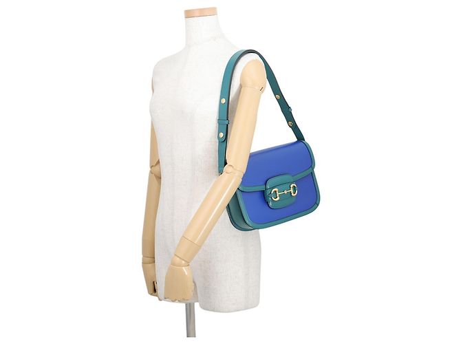Borsa a tracolla Gucci Horsebit 1955 Small in pelle Blu - vista 4
