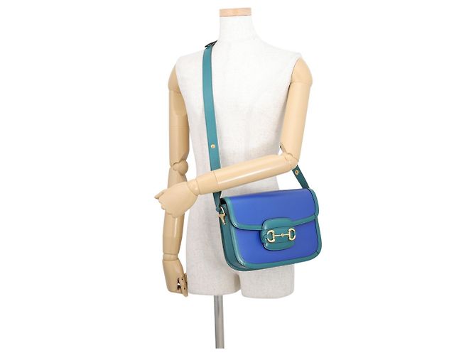 Borsa a tracolla Gucci Horsebit 1955 Small in pelle Blu - vista 5