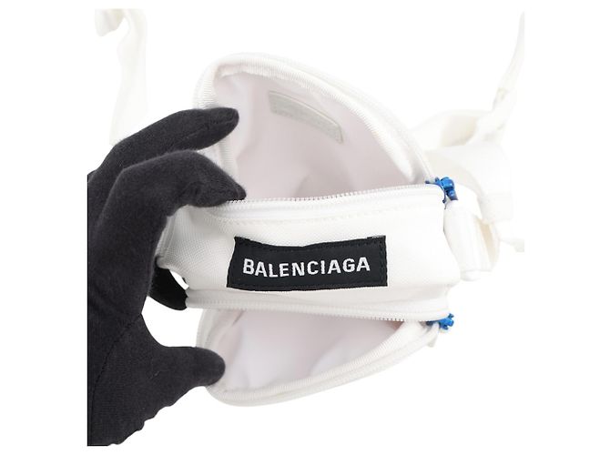 Borsa a tracolla Balenciaga in tela rossa e bianca Bianco Rosso - vista 5