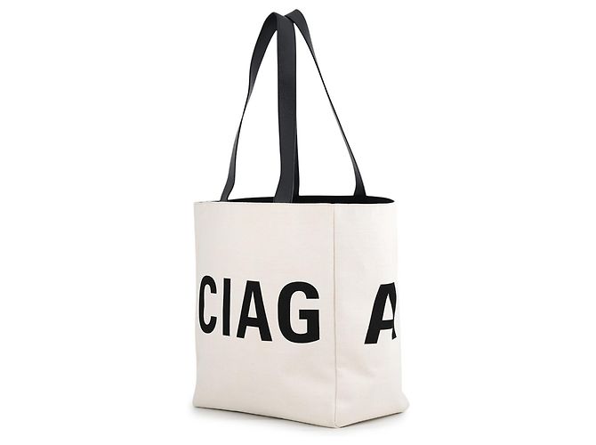 Borsa Tote in tela Balenciaga Nero Crudo - vista 2