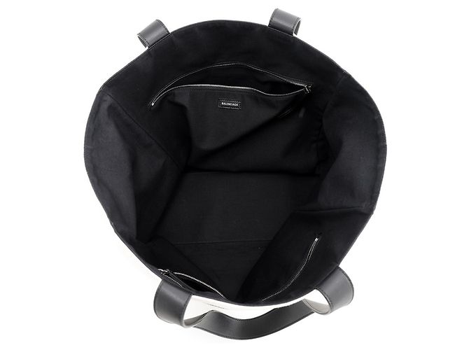 Borsa Tote in tela Balenciaga Nero Crudo - vista 5