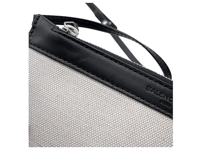 Borsa Tote Balenciaga in tela e pelle nera Nero - vista 10