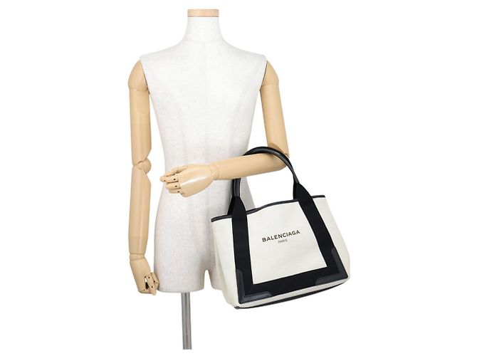 Borsa Tote Balenciaga in tela e pelle nera Nero - vista 4