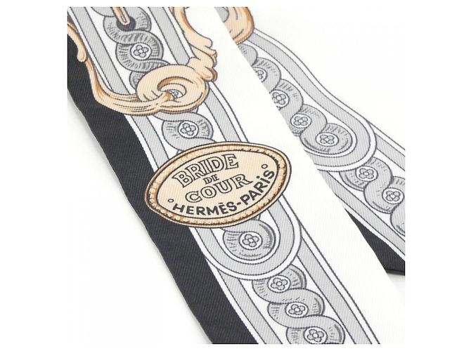 Hermès Pañuelo Twilly Hermes BRIDE DE COUR Negro Blanco - vista 3