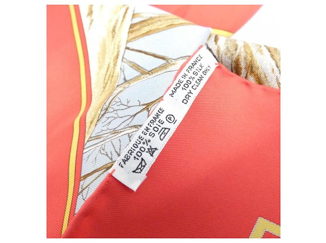 Hermès Foulard di seta Hermes Chase au Bois Carre Rosso - vista 3