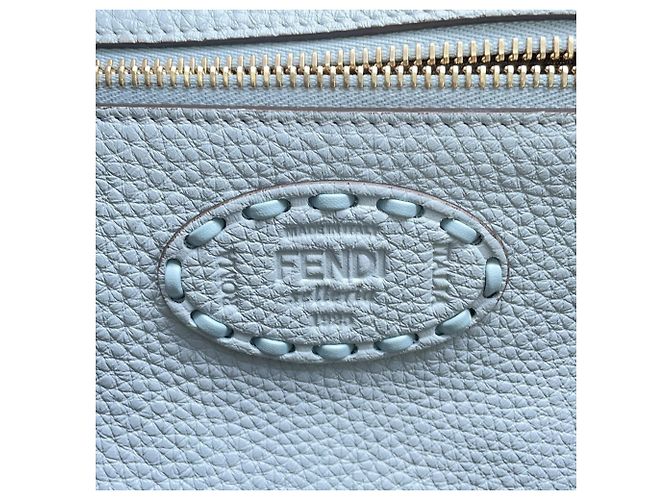 Fendi Selleria Leder-Tote-Bag Hellblau - Ansicht 10