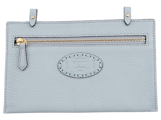 Fendi Selleria Leder-Tote-Bag Hellblau - Ansicht 11