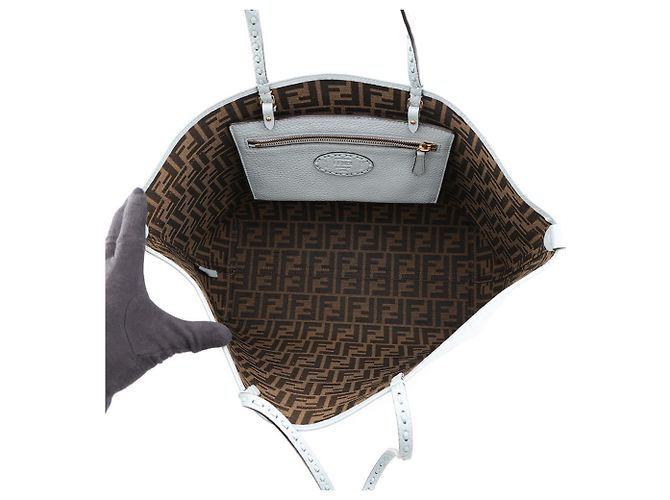 Fendi Selleria Leder-Tote-Bag Hellblau - Ansicht 5