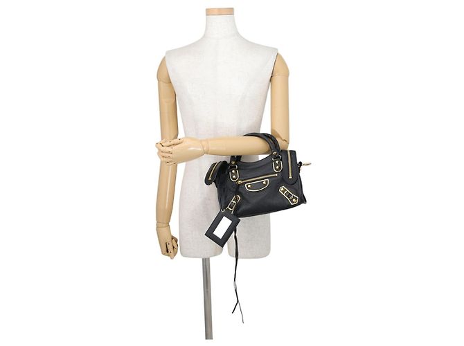 Borsa a tracolla Balenciaga Classic Metallic Edge Mini City Nero - vista 4