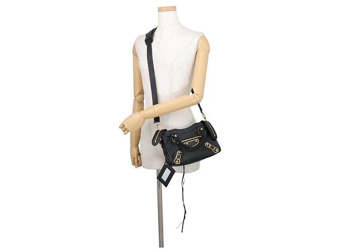 Borsa a tracolla Balenciaga Classic Metallic Edge Mini City Nero - vista 5