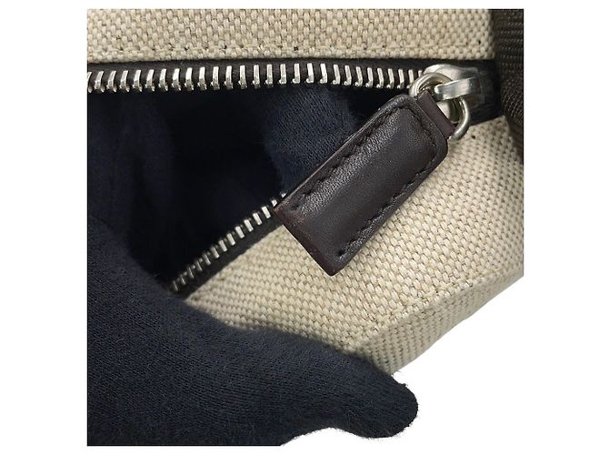 Borsa a tracolla Prada Beige Kaki in Tela Cachi - vista 7