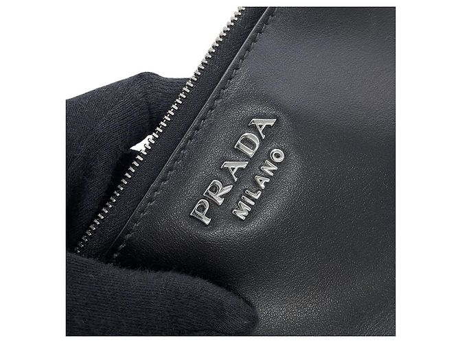 Prada Leather Shoulder Bag Black - view 13